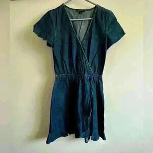 JCREW - Denim/ Indigo wrap dress with ruffle details. Size XS